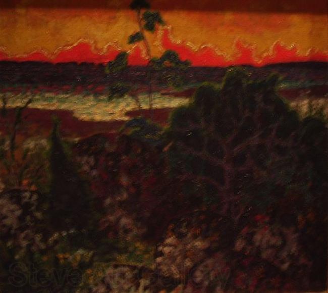 konrad magi Landscape with red cloud France oil painting art